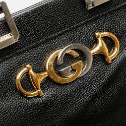 Gucci Black Small Grained Calfskin Zumi Top Handle Bag