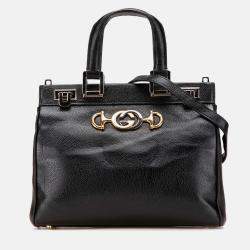 Gucci Black Small Grained Calfskin Zumi Top Handle Bag