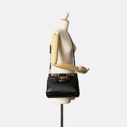 Gucci Black Small Grained Calfskin Zumi Top Handle Bag