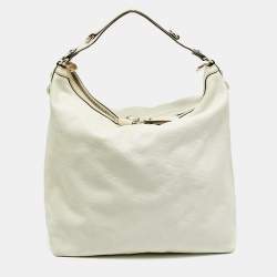Gucci White Guccissima Leather Large Icon Bit Hobo 
