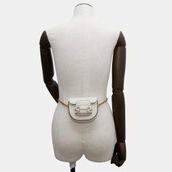 Gucci Horsebit 1955 White Leather Belt Bag 
