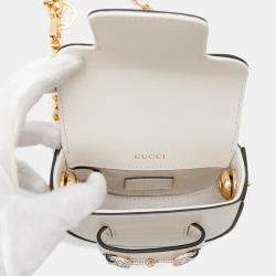 Gucci Horsebit 1955 White Leather Belt Bag 