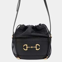 Gucci Horsebit 1955 Black Leather Bucket Shoulder Bag