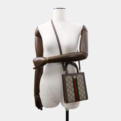 Gucci GG Supreme Ophidia Brown/Beige Canvas and Leather 2Way Handbag