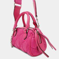 Gucci GG Matelassé Pink Nylon and Leather 2Way Handbag
