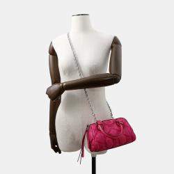 Gucci GG Matelassé Pink Nylon and Leather 2Way Handbag