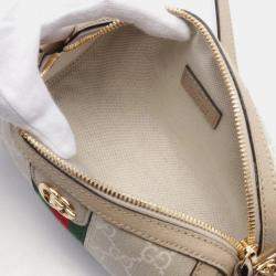 Gucci Ophidia Gg Supreme Mini Shoulder Bag Coated Canvas Leather Beige Multicolor