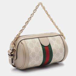 Gucci Ophidia Gg Supreme Mini Shoulder Bag Coated Canvas Leather Beige Multicolor