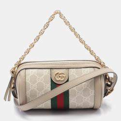 Gucci Ophidia Gg Supreme Mini Shoulder Bag Coated Canvas Leather Beige Multicolor