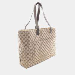 Gucci GG Large Beige/Brown Canvas Leather Tote