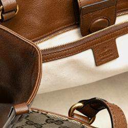 Gucci Beige/Brown Medium GG Canvas Horsebit 1955 Tote