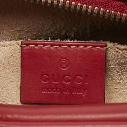 Gucci Red Matelassé Leather Small GG Marmont Camera Bag