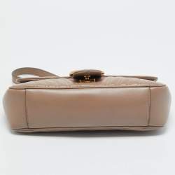 Pre Owned Gucci Beige Matelasse Leather Small GG Marmont Shoulder Bag