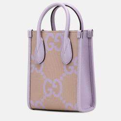 Gucci Beige/Purple Mini Jumbo GG Canvas Interlocking G Satchel