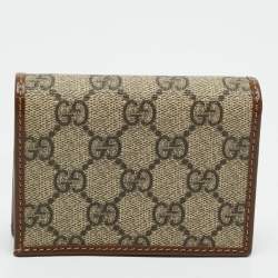 Gucci Brown/Beige GG Supreme Canvas and Leather Horsebit 1955 Card Case
