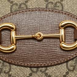 Gucci Brown/Beige GG Supreme Canvas and Leather Horsebit 1955 Card Case