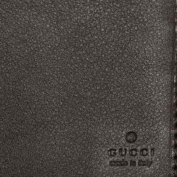 Gucci Dark Brown Guccissima Leather Metal Flap Continental Wallet