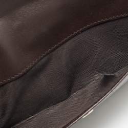 Gucci Dark Brown Guccissima Leather Metal Flap Continental Wallet