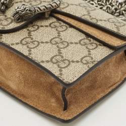 Gucci Beige/Brown GG Supreme Canvas and Suede Mini Dionysus Shoulder Bag