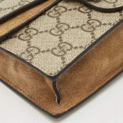Gucci Beige/Brown GG Supreme Canvas and Suede Mini Dionysus Shoulder Bag