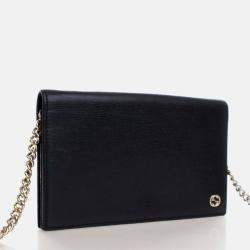 Pre Owned Gucci Betty Black Calfskin Wallet On Chain 