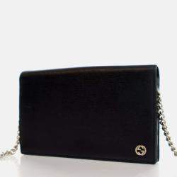 Pre Owned Gucci Betty Black Calfskin Wallet On Chain 