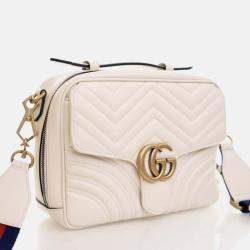 Gucci Small Calfskin GG Marmont Top Handle