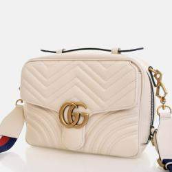 Gucci Small Calfskin GG Marmont Top Handle