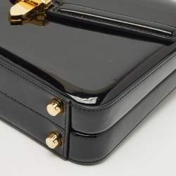 Pre Owned Gucci Black Patent Leather Mini Sylvie 1969 Top Handle Bag