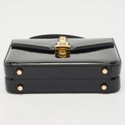 Pre Owned Gucci Black Patent Leather Mini Sylvie 1969 Top Handle Bag