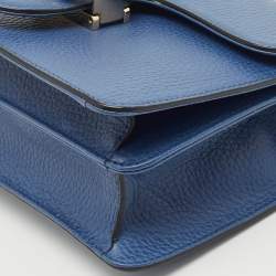 Gucci Blue Leather Dollar Interlocking G Flap Crossbody Bag
