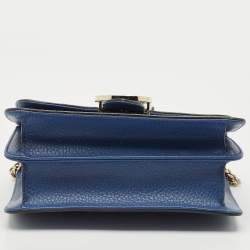 Gucci Blue Leather Dollar Interlocking G Flap Crossbody Bag