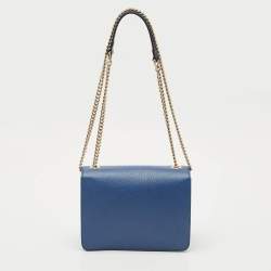 Gucci Blue Leather Dollar Interlocking G Flap Crossbody Bag
