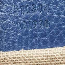 Gucci Blue Leather Dollar Interlocking G Flap Crossbody Bag