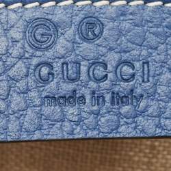 Gucci Blue Leather Dollar Interlocking G Flap Crossbody Bag