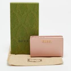 Gucci Light Pink Leather Card Case with Gucci Script