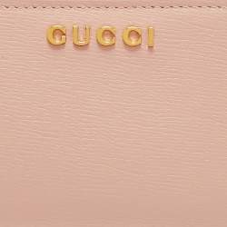 Gucci Light Pink Leather Card Case with Gucci Script