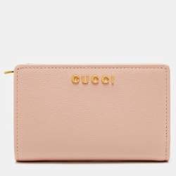 Gucci Light Pink Leather Card Case with Gucci Script