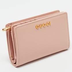 Gucci Light Pink Leather Card Case with Gucci Script