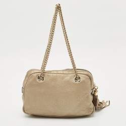Gucci Light Gold Leather Medium Soho Disco Chain Bag