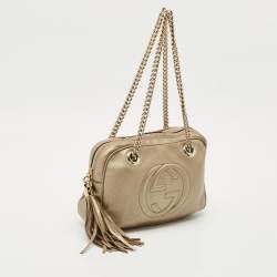 Gucci Light Gold Leather Medium Soho Disco Chain Bag