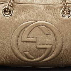 Gucci Light Gold Leather Medium Soho Disco Chain Bag