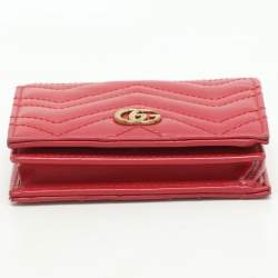 Gucci Red Matelasse Leather GG Marmont Card Case
