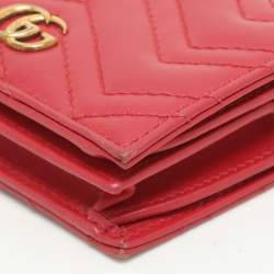 Gucci Red Matelasse Leather GG Marmont Card Case