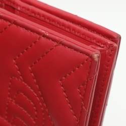 Gucci Red Matelasse Leather GG Marmont Card Case