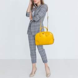 Pre Owned Gucci Yellow Diamante Leather Medium Bright Satchel