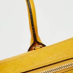 Pre Owned Gucci Yellow Diamante Leather Medium Bright Satchel