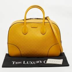 Pre Owned Gucci Yellow Diamante Leather Medium Bright Satchel