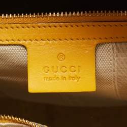 Pre Owned Gucci Yellow Diamante Leather Medium Bright Satchel