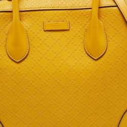 Pre Owned Gucci Yellow Diamante Leather Medium Bright Satchel